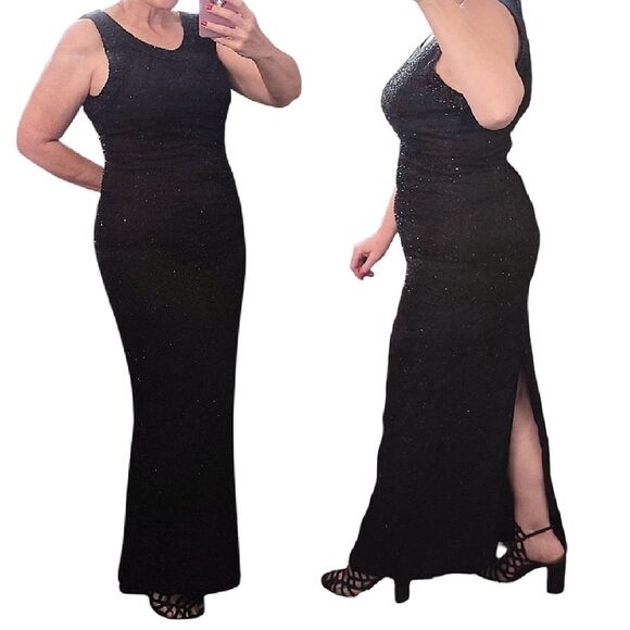 Laurence Kazar Dresses & Skirts - VTG 90s Laurence Kazar Black Beaded 100% Silk Formal Maxi Dress Large Sleeveless